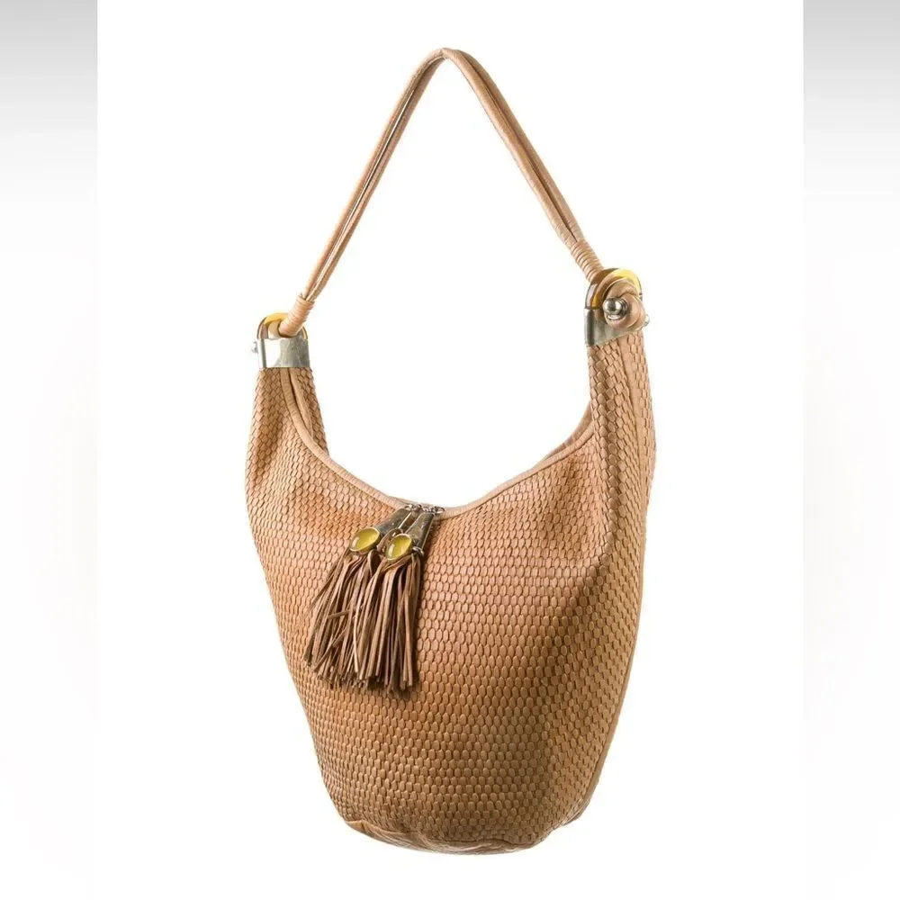 Perez Sanz 6212‎ Woven Tassel Leather Hobo Bag Purse